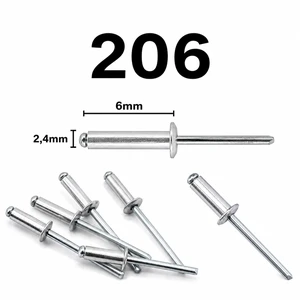 Rebite Pop 206 Alumínio 2,4 x 6 mm - Kit com 100 Unidades | Alta Resistência 