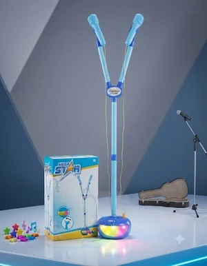MEGA STAR MICROFONE DUPLO AZUL