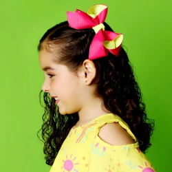 Laço de cabelo - Duplo Pink e Amarelo Neon