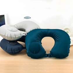 Travesseiro Almofada de Pescoço Inflável e Portátil - AZUL ESCURO