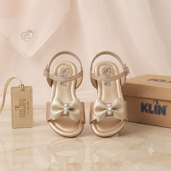 234002 SANDALIA SUAMI BABY + ANJINHO OURO ROSA KLIN ( ANJINHO NÃO FALA MAIS)