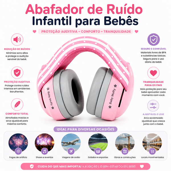 Abafador de Ruído Infantil para Bebes (Cinza)
