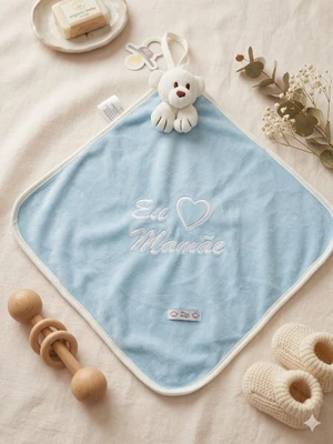 NANINHA ZIP BLANKET CETIM EU AMO MAMÃE AZUL