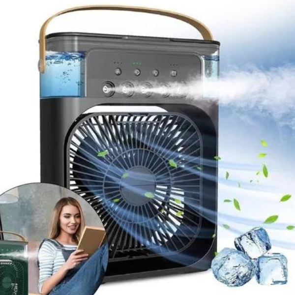 Ventilador Portátil de Mesa Mini Ar Condicionado preto