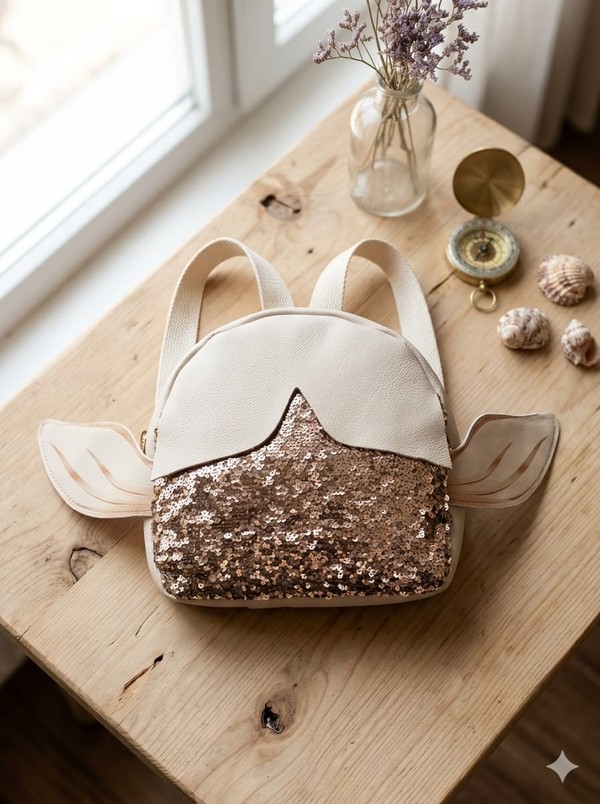 BOLSA PEIXE VIVA FLOR COM ALÇA NAS COSTAS DOURADO 1300 
