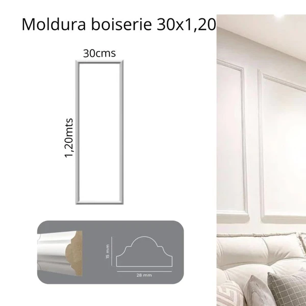 Kit Moldura Boiserie MDF Autocolante Branco