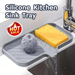 Tapete De Torneira De Silicone Para Pia De Cozinha Almofada De Dreno De Esponja Sink SplashDrying Bandeja de armazenamento de bancada Saboneteira