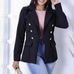 Blazer Alfaiataria Feminino Casaco Social Com 6 Botão 