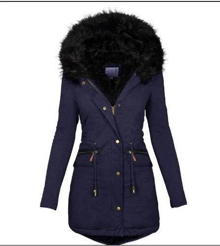 casaco parka outono inverno gola de pele com capuz de ziper