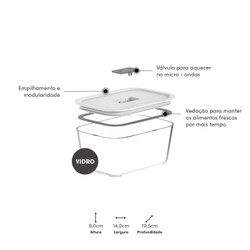 Pote de vidro hermético Ou 1,2L Linha Fresh Lock