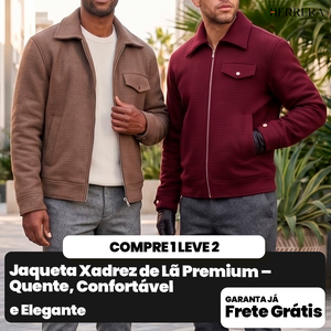 [COMPRE 1 E LEVE 2] Jaqueta Xadrez de Lã Premium – Quente, Confortável e Elegante