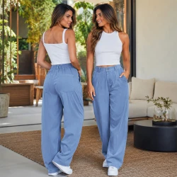 [Leve 3 Pague 2] Calça Feminina Santorini em Algodão e Seda Gelo (Moderna e Sofisticada!)