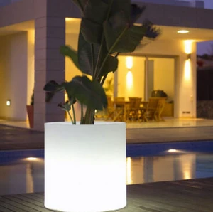 Vaso Cilíndrico com LED Iluminado Sem Fio de 41 cm