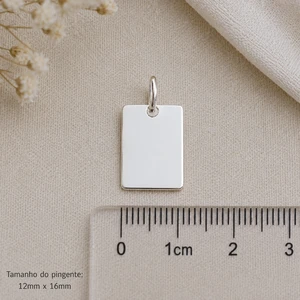 Pingente Laser Formato Retangular Liso 12X16MM