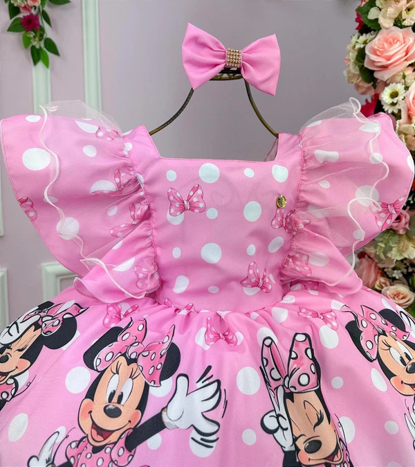 Vestido Temático - Minnie Rosa Claro