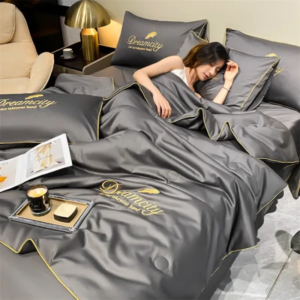 Conjunto de Cama de Seda Gelada Para o Verão [Compre 1 Leve 2]
