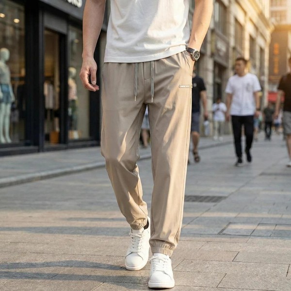 [Leve 3, Pague Só 2] Calça Keldor Masculina em Tecido Ice Silk e Elastano de Alta Fluidez com Cós Elástico Ajustável