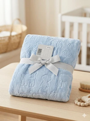 COBERTOR DOTS ESTAMPADO CHEVRON AZUL LAÇO BEBE EL3699