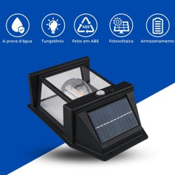 Luminária Solar Externa Potente Arandela Energia Solar