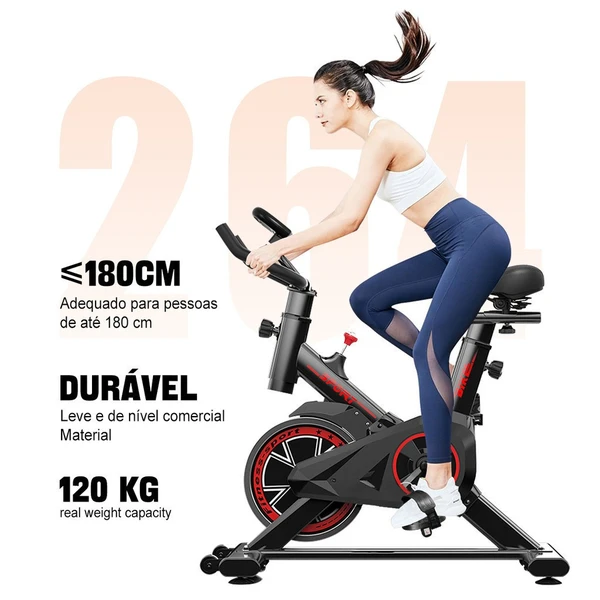 Bicicleta Spinning Ergométrica Para Exercícios Com Monitor Profissional Sport Suporta até 120kg