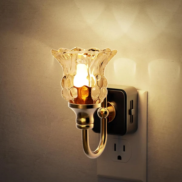 Luminária Floral LED de Cristal com Sensor de Luz e Brilho Ajustável