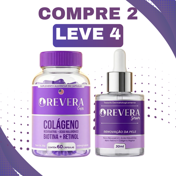 Revera Caps 1 Pote 60 Cáps + Sérum facial Original Rejuvenescedor + Frete Grátis