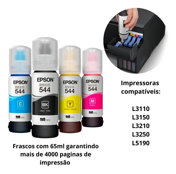 Refil de Tinta Epson T544 Amarelo - T544420-AL