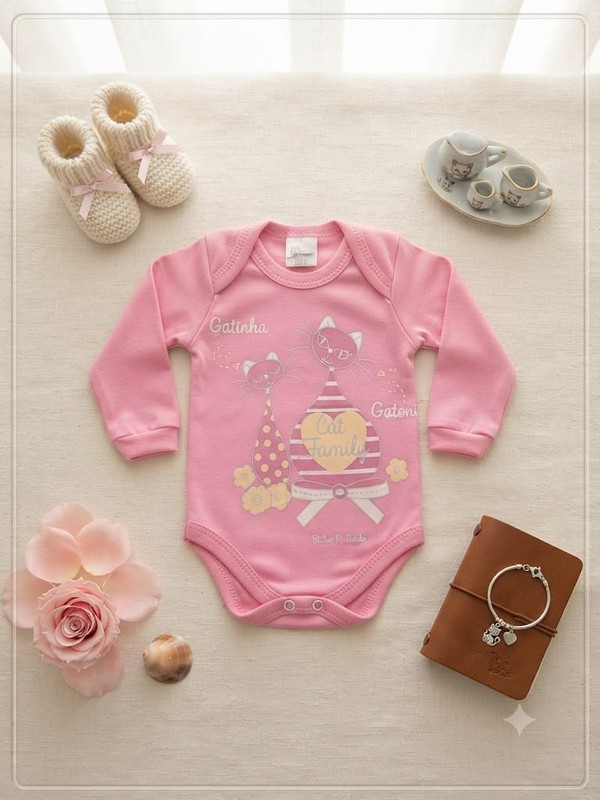 BODY BICHO MOLHADO GATINHA ROSA