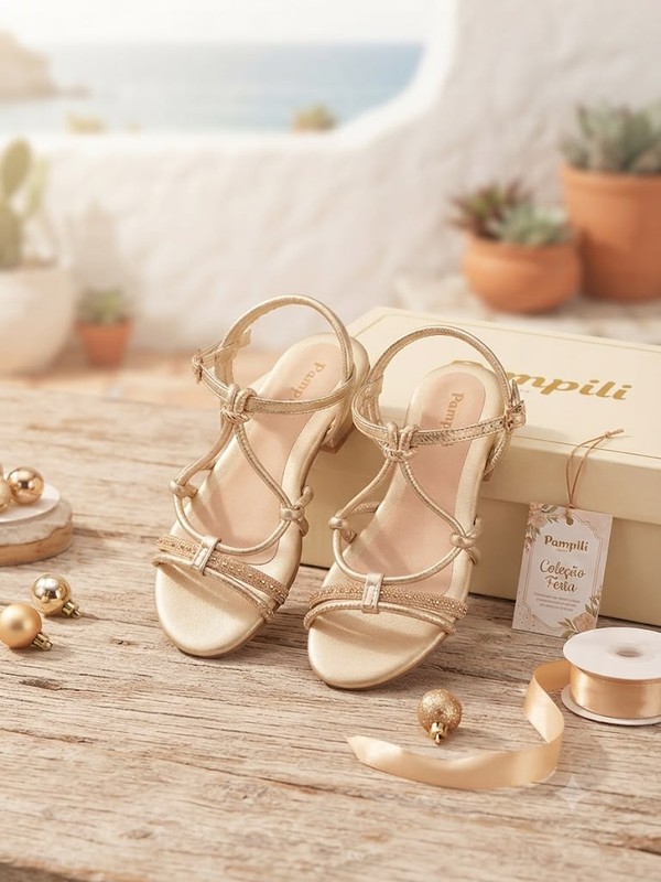 SANDALIA PAMPILI FANCY DOURADO SINT 526003 