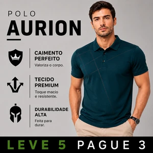 [LEVE 5 PAGUE 3] Polo Masculina Aurion em Seda Gelo e Elastano Premium (Visual de Quem Lidera)