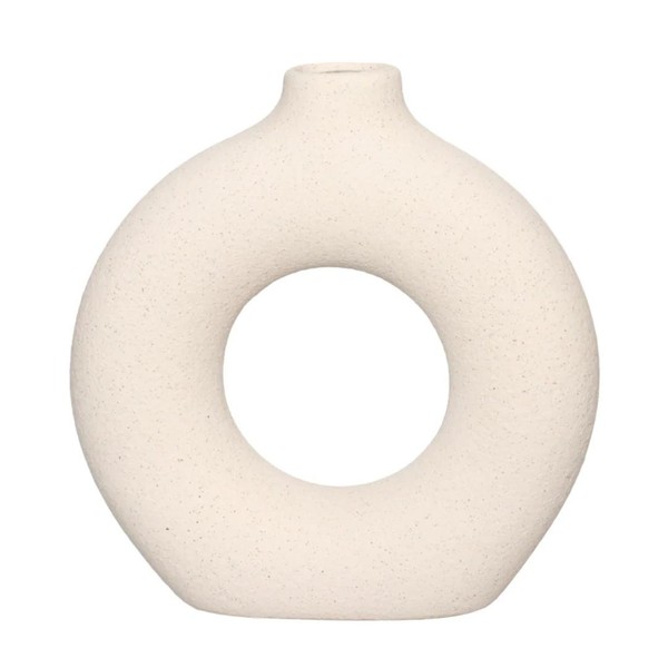 Vaso de Cerâmica Mikonos Redondo Branco 21cm