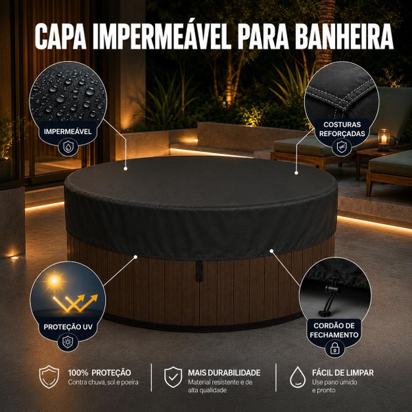 Capa Impermeável para Hidromassagem Banheira ou Spa Redonda