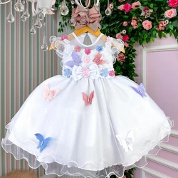 Vestido Luxo com Aplicações de Borboleta - Jardim Encantado - Branco 