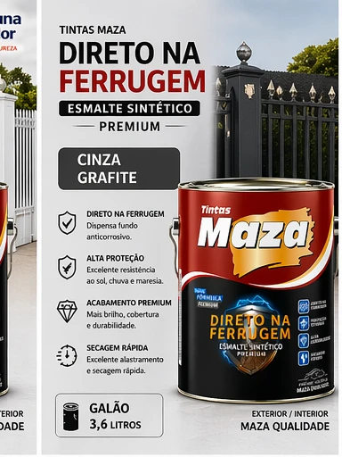Tinta esmalte direto na ferrugem Maza 3,6L
