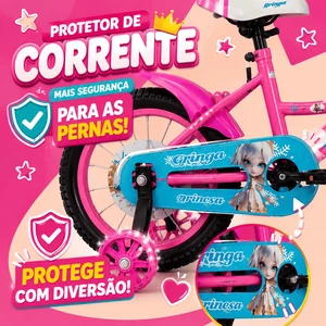 Bicicleta Infantil Aro 20 Princesa 6 a 10 Anos com Miçangas + Cestinha + LED + R