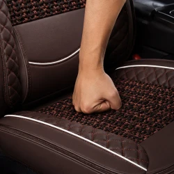 Kit Completo de Capas para Banco de Carro Nureon em Couro Legítimo Universal 5 Lugares Com Airbag + Tapetes e Capa de Volante