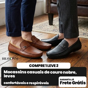 [COMPRE 1 E LEVE 2] Mocassins casuais de couro nobre, leves, confortáveis e respiráveis