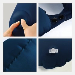 Travesseiro Almofada de Pescoço Inflável e Portátil - AZUL ESCURO
