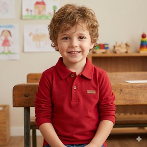 68094 CAMISETA ML GOLA POLO - COR VERMELHO PINGO LELÊ 