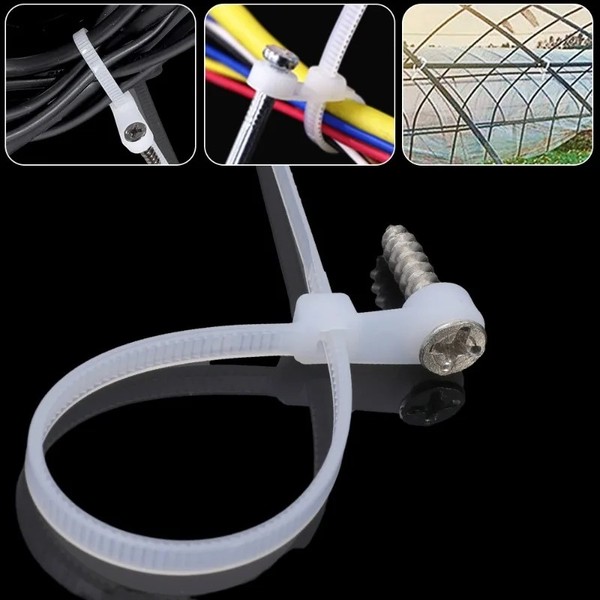 500/100 pces parafuso buraco laços de cabo reutilizáveis fixos laços de cabo de náilon auto-travamento laços cintas fixação loop organizador de escritório