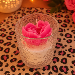Vela Perfumada no Vidro Grande com Rosa em Formato de Coração 