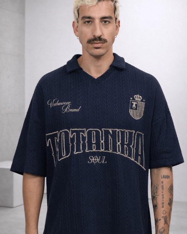 T-shirt Polo inside out navy blue