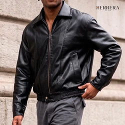 [COMPRE 1 E LEVE 2] Jaqueta Masculina em Couro Legítimo com Forro Aveludado e Ajuste nos Punhos