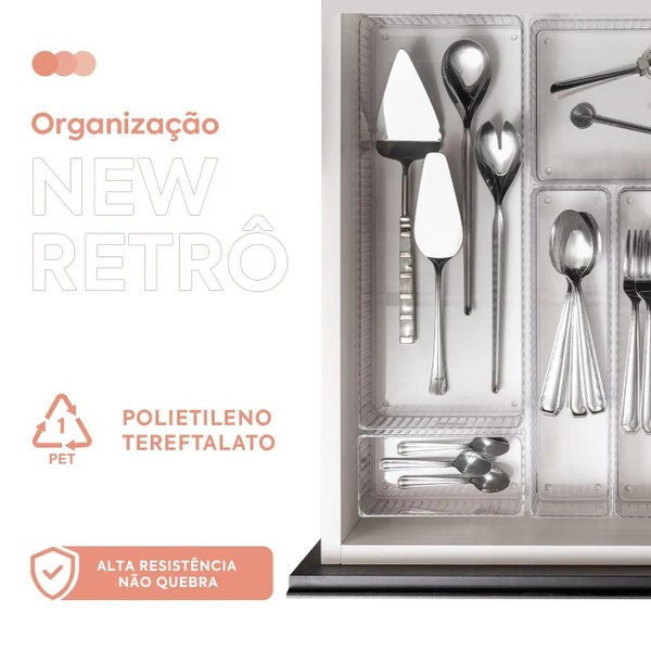 Conjunto de Organizadores Retangulares Coza New Retrô Modular 5 Peças