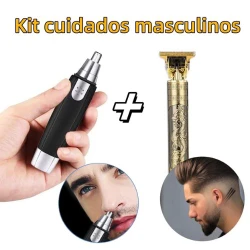 Kit Barbeiro Profissional 2 em 1 Máquina de Corte + Aparador Facial