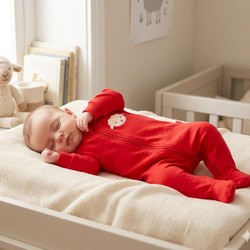 68106 MACACÃO OVELHAPINGO LELÊ BORDADO COM ZIPER COR- VERMELHO