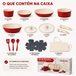 Kit Panelas  Antiaderente com Cabo Removível e Acessórios Ve