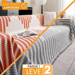 [Compre 1, Leve 2] Kit Jasmin - Capa em Chenille com Escudo Anti-Manchas e Anti-Odor + 2 Almofadas de Brinde