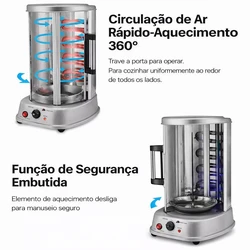 Churrasqueira Grill Rotisserie com Temperatura Ajustável, 1500W
