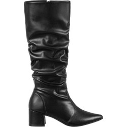 Bota Feminina Cano Longo Enrugado Elegante Clássica Casual